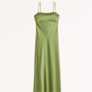 Abercrombie Satin Cowl Back Slip Midi Dress
